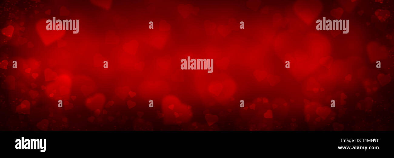 Romantic Background Banner With Soft Red Hearts / Valentines Day ...