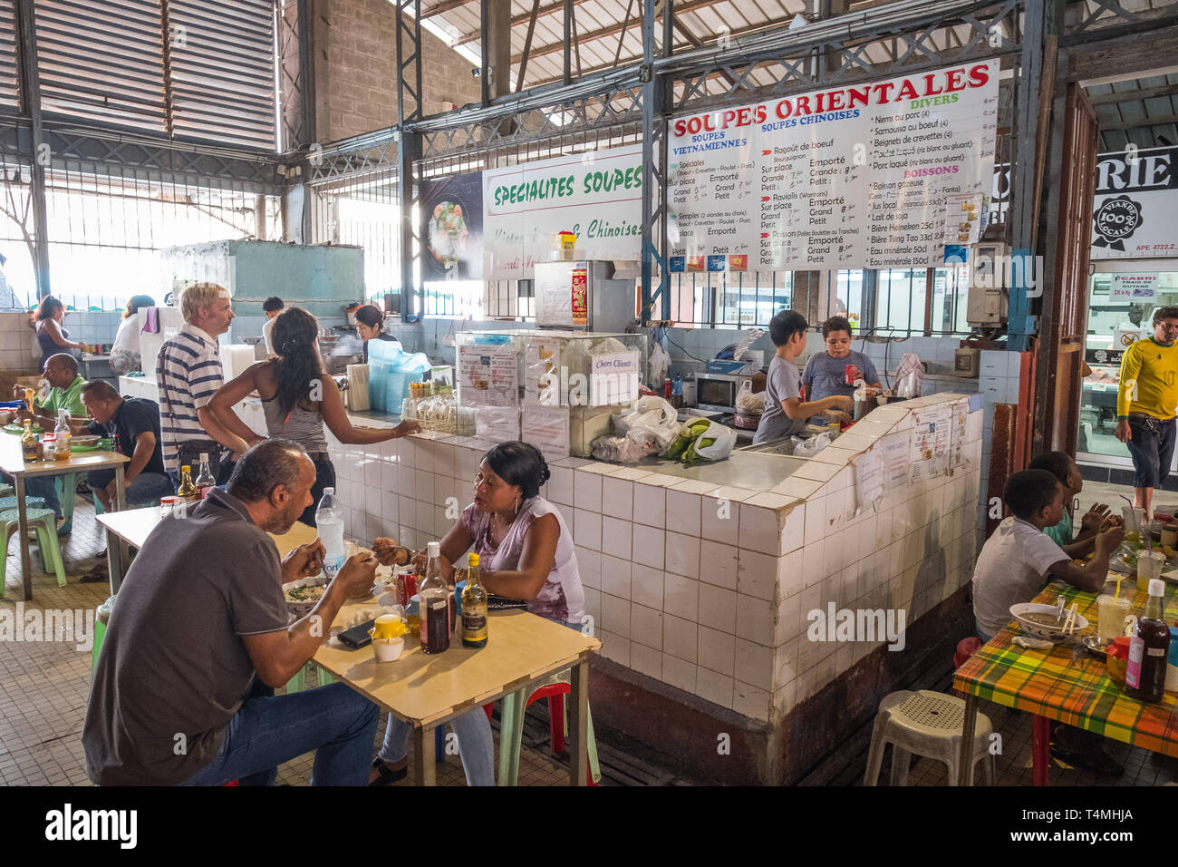 People eating inside Cayenne market, Guyana, Cayenne, France Stock Photo Alamy