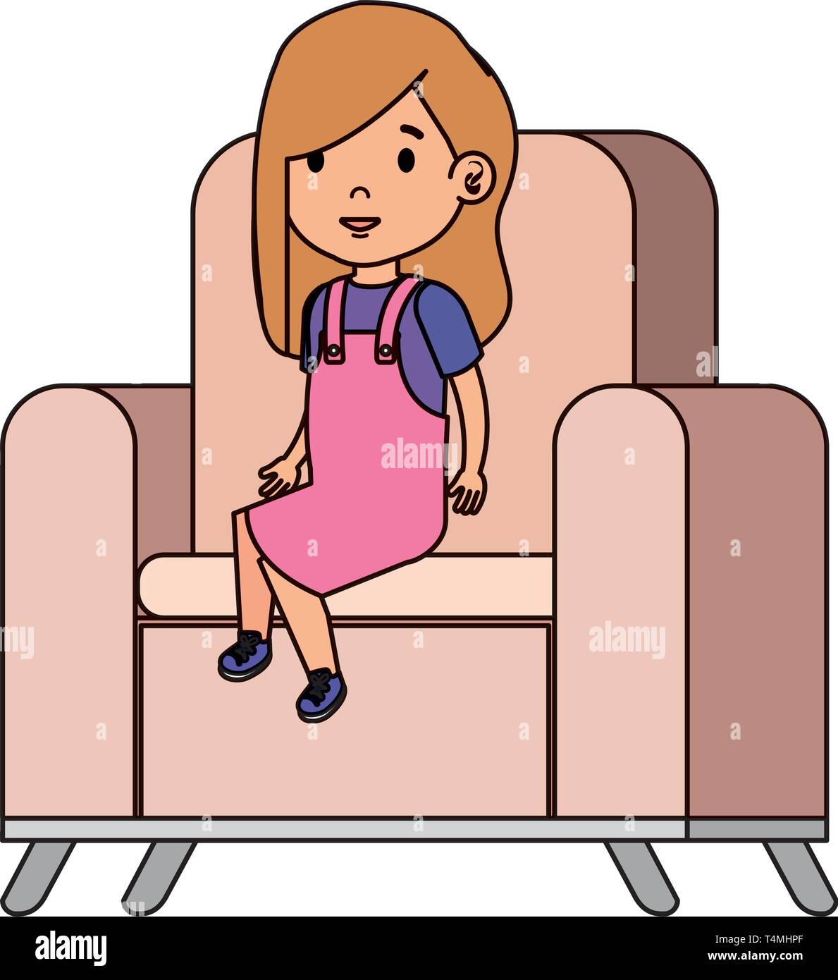 little girl sitting in sofa character Stock Vector Image & Art - Alamy
