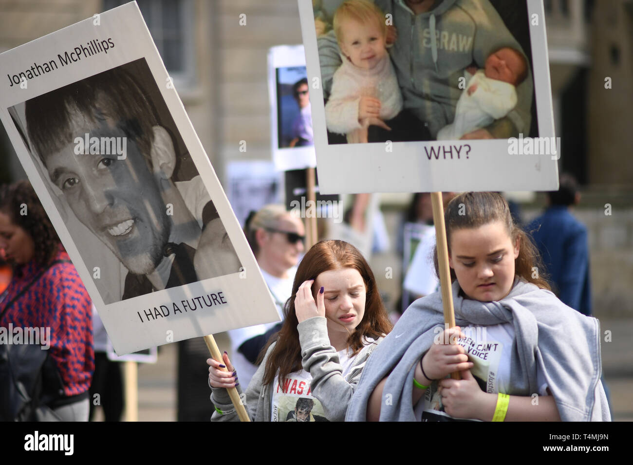 Anti-knife crime campaigners in Whitehall in central London, calling for action over recent bloodshed. Stock Photo