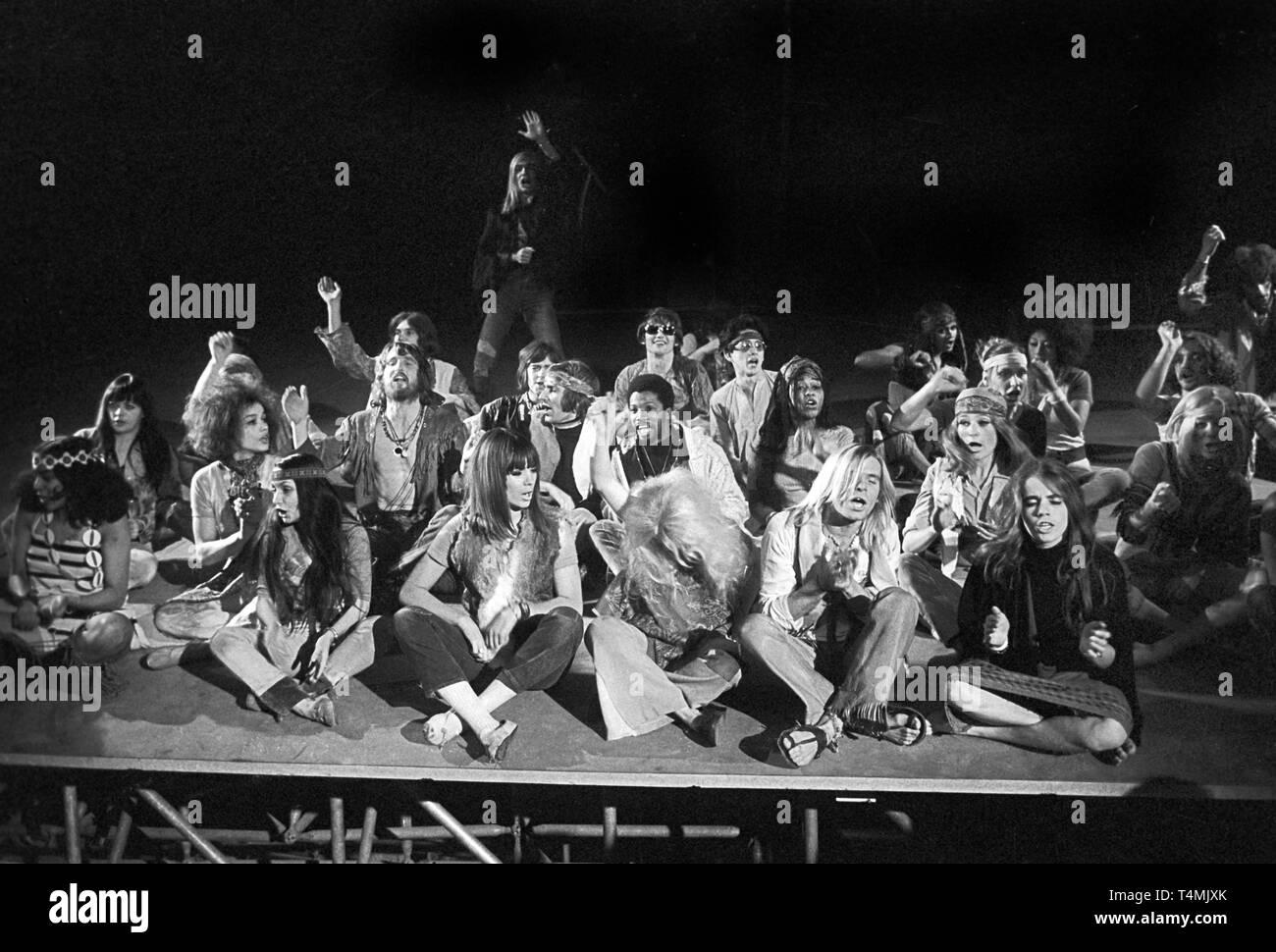 General rehearsal for the musical 'Hair' in the Musical Theatre at Ku'damm in berlin. The theatre will be opened with the US success musical on 04 October 1969. | usage worldwide Stock Photo