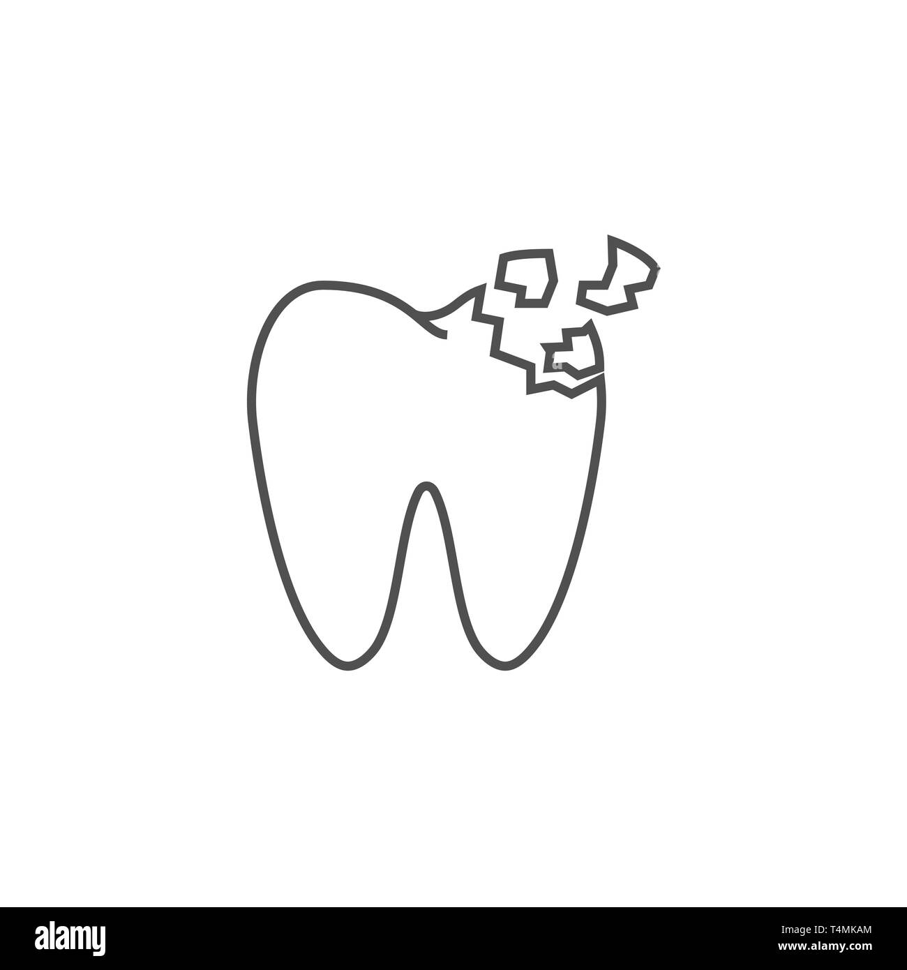 Tooth Crash Line Icon. Tooth Crash Line Related Vector Line Icon ...