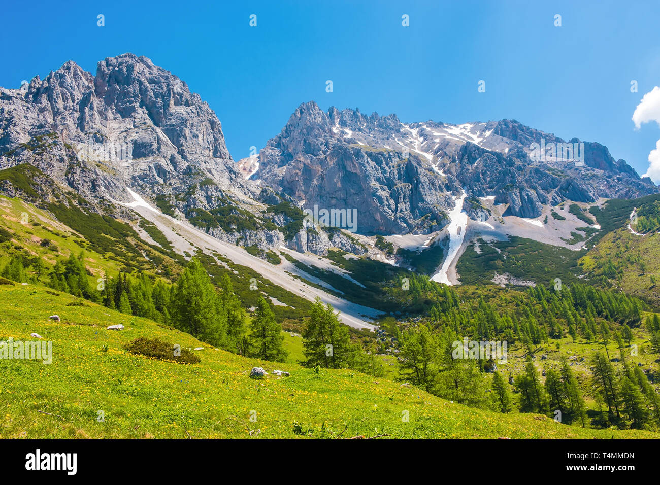 View closeup Alpine rocks in National park Dachstein, Austria, Europe ...