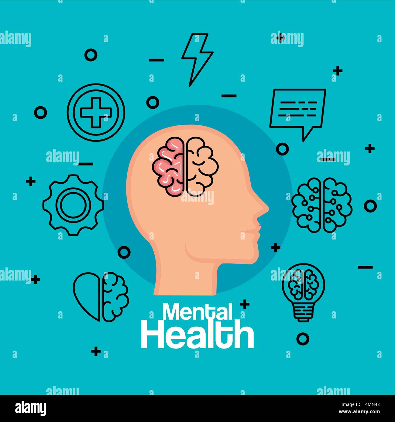 silhouette man head with brain to health Stock Vector Image & Art - Alamy