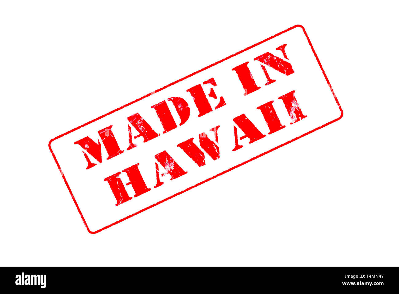 Rubber stamp concept showing a red stamp reading Made in Hawaii Stock