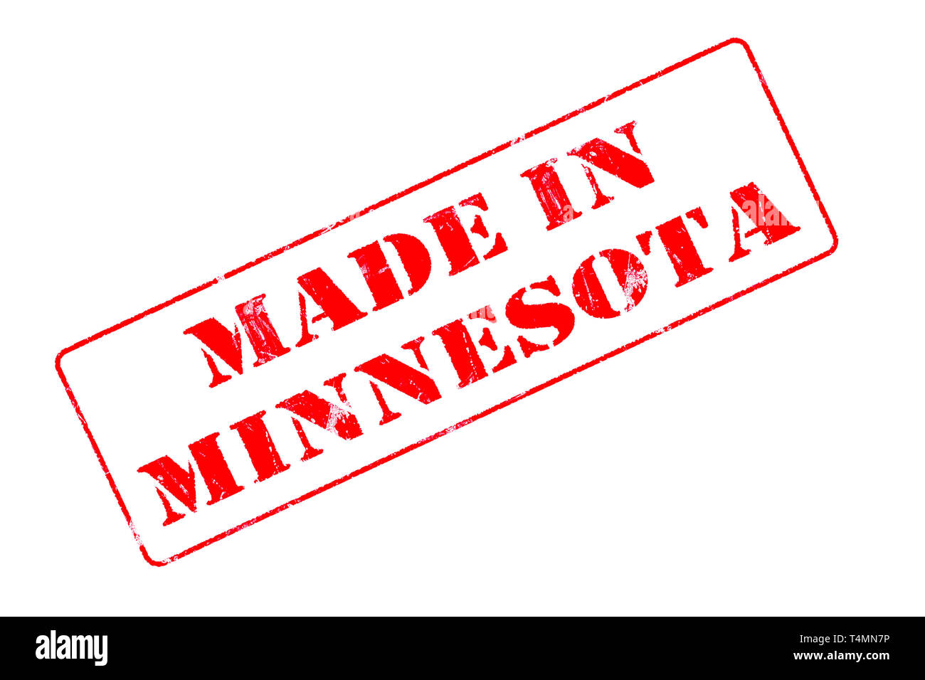 Rubber stamp concept showing a red stamp reading Made in Minnesota Stock Photo