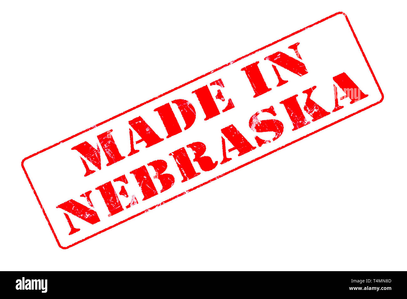 Rubber stamp concept showing a red stamp reading Made in Nebraska Stock ...