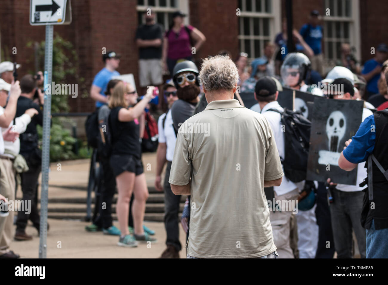 Unite The Right Rally Before Riot in Street Downtown August 12 , 2017 Stock Photo