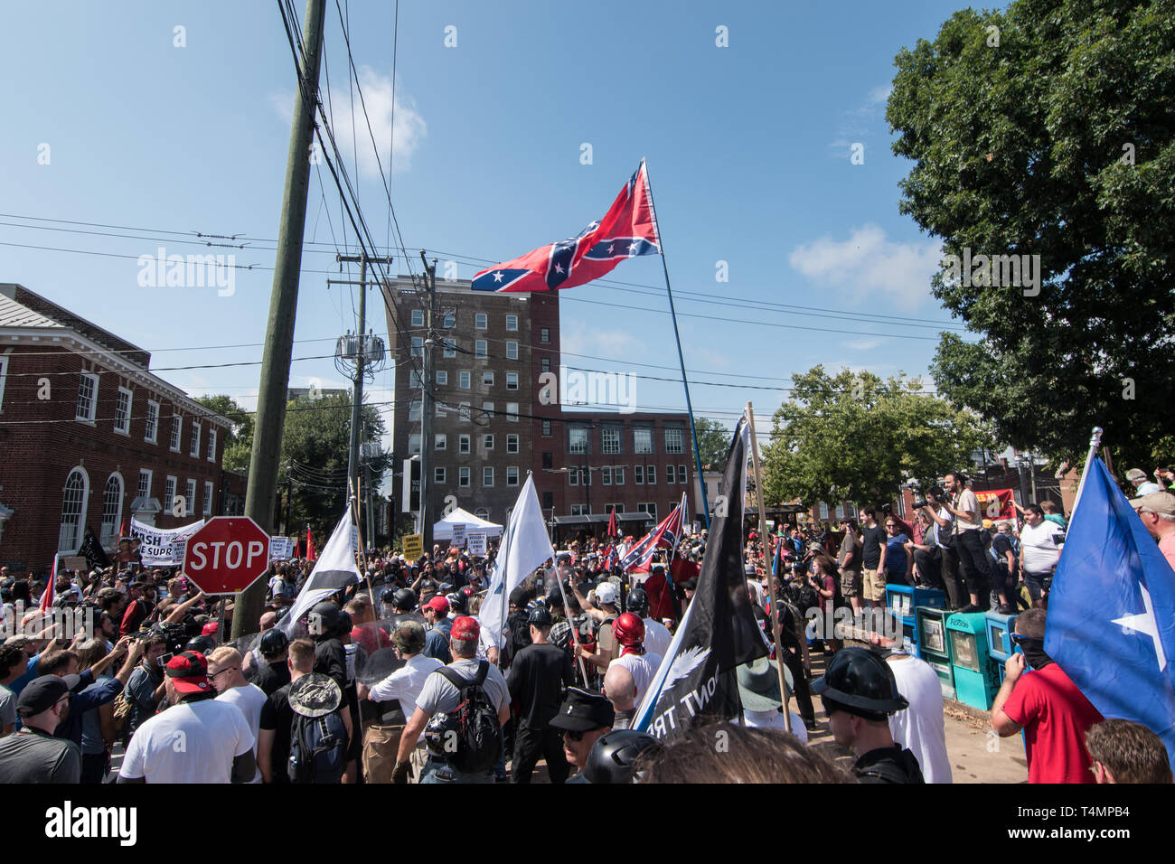 Unite the Right Rally Riot Downtown Street Protest August 12 , 2017 Stock Photo
