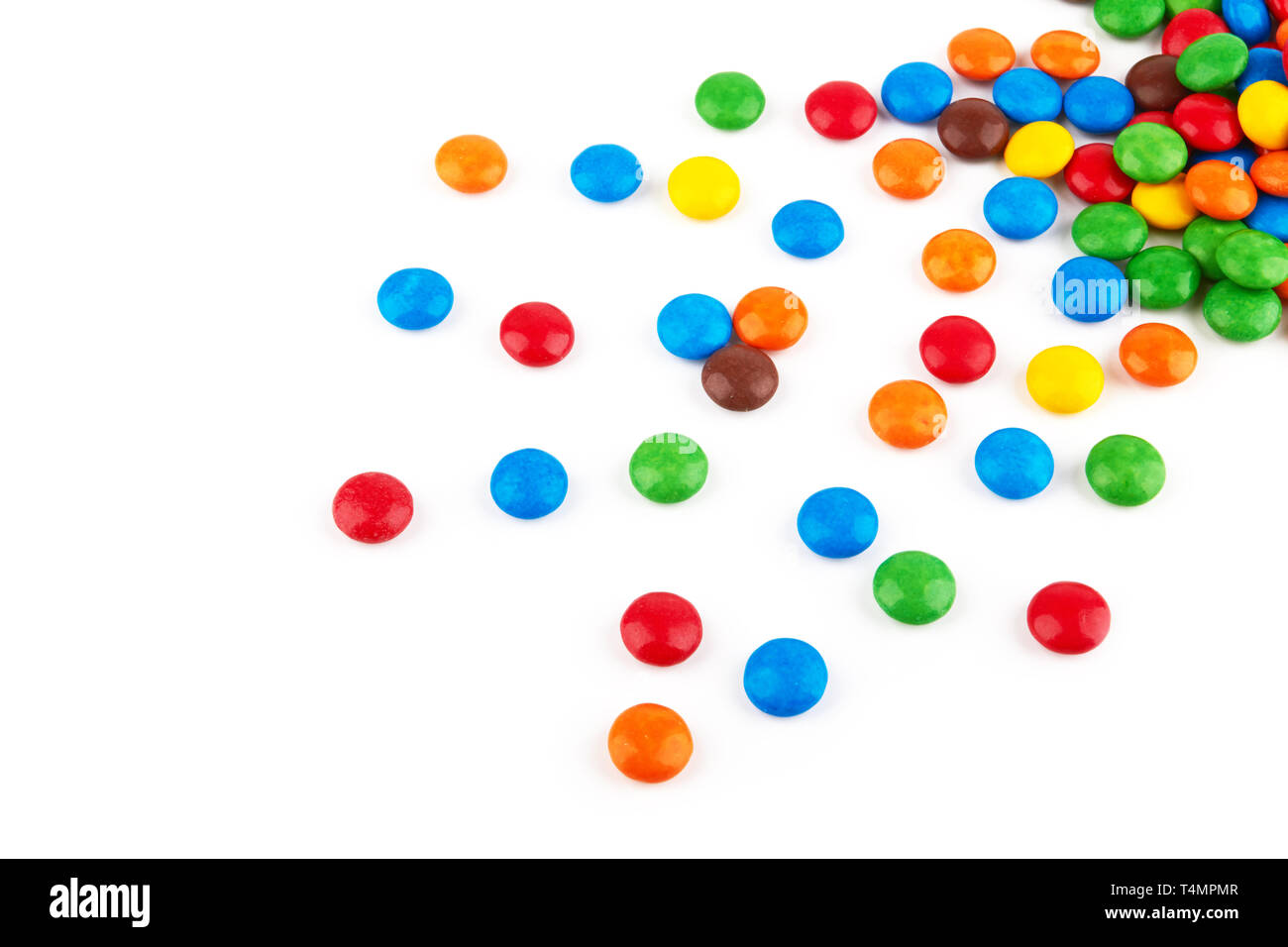 colorful chocolate buttons on a white background Stock Photo