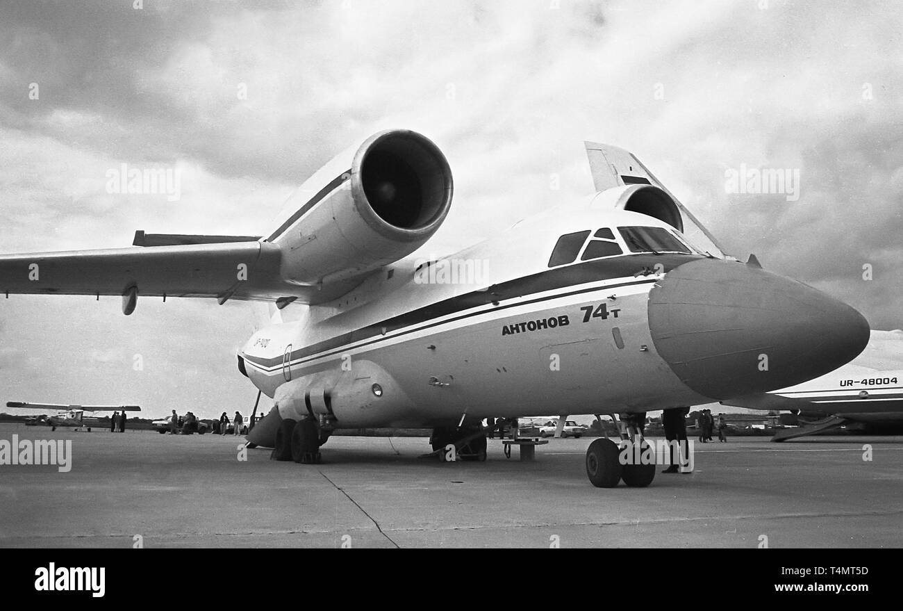 Antonov An-74 aircraft. The first international aviation and space salon MAKS'93 Stock Photo