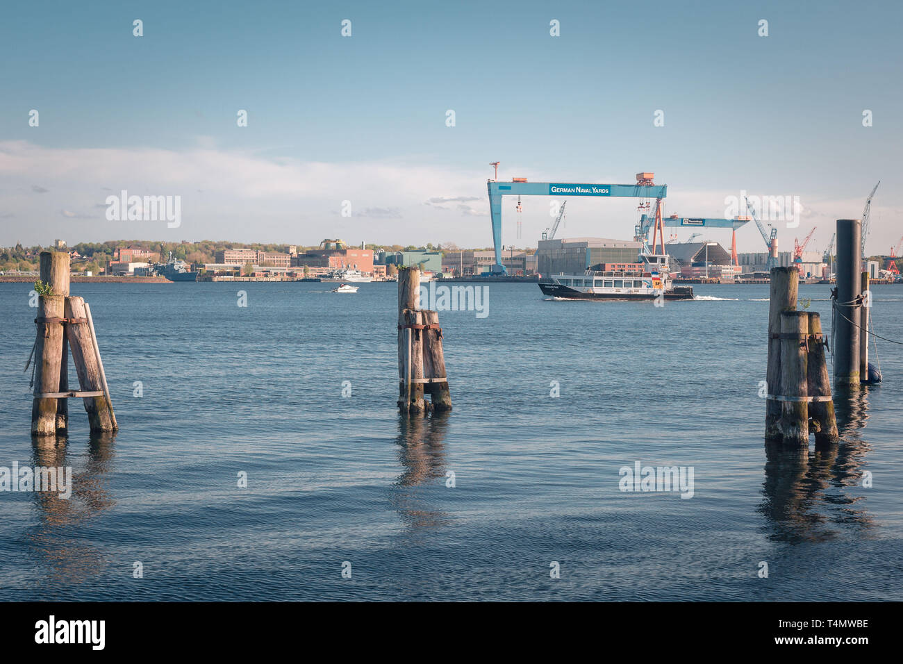Fördedampfer in Kiel / Ship on fjord in Kiel Stock Photo