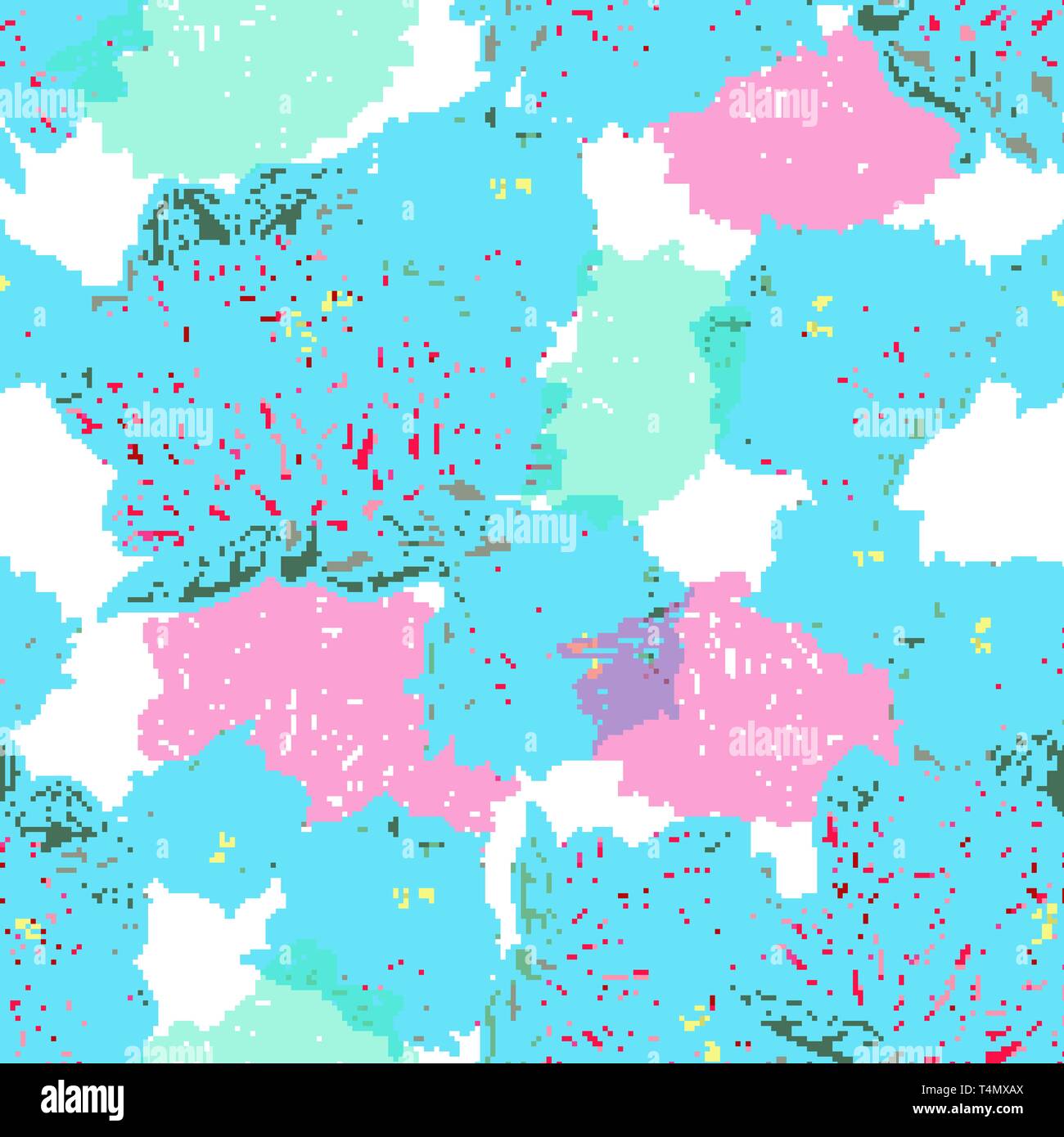 Seamless vector pattern with pink drawing flowers Stock Vector