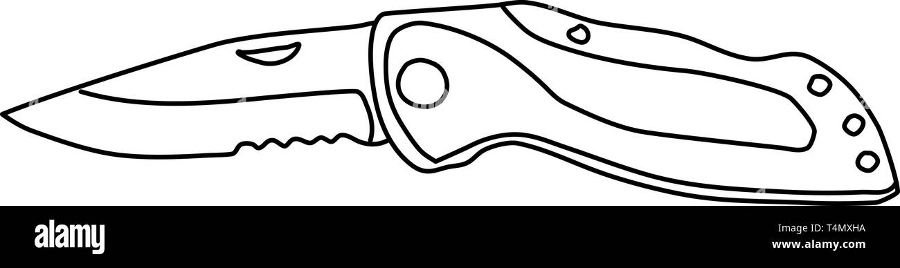 Jackknife sketch. Vector line illustration Stock Vector