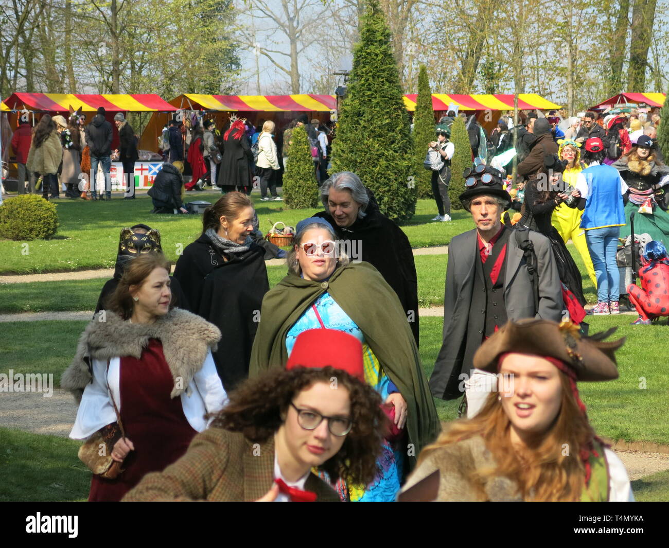 Crowds in fancy-dress flock to Elfia, the Elf Fantasy Fair, at De Haar Castle, Haarzuilens, Utrecht, the Netherlands: April 2019 Stock Photo
