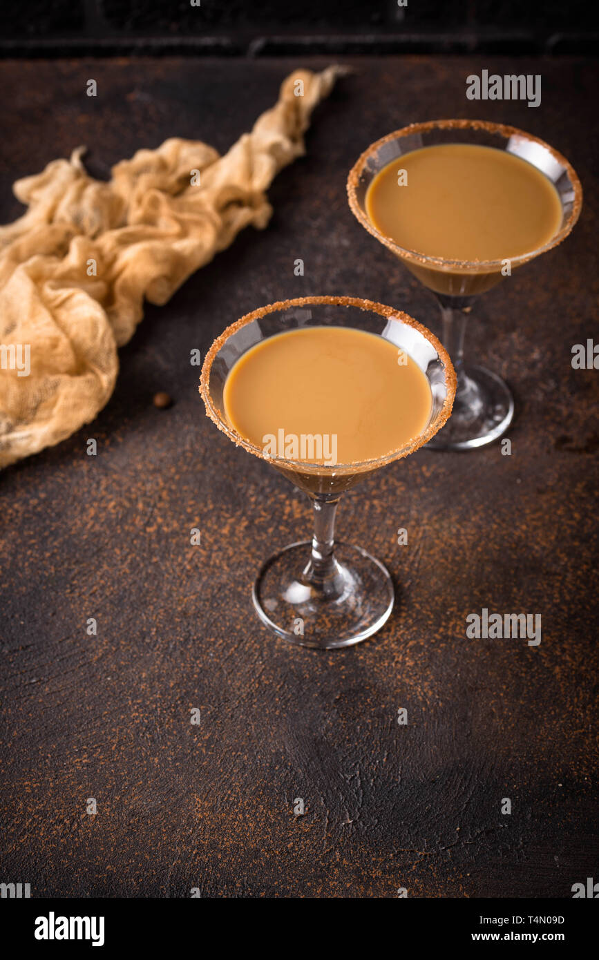 Chocolate martini cocktail or Irish cream liquor Stock Photo