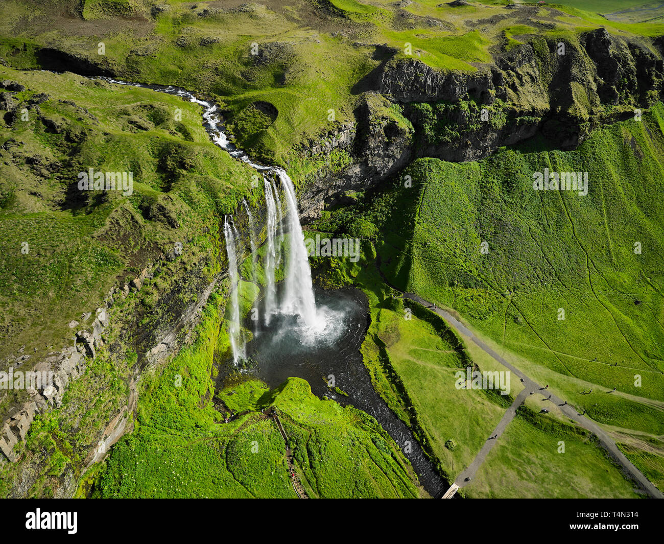 Seljalandsfoss waterfall drone view hi-res stock photography and images ...