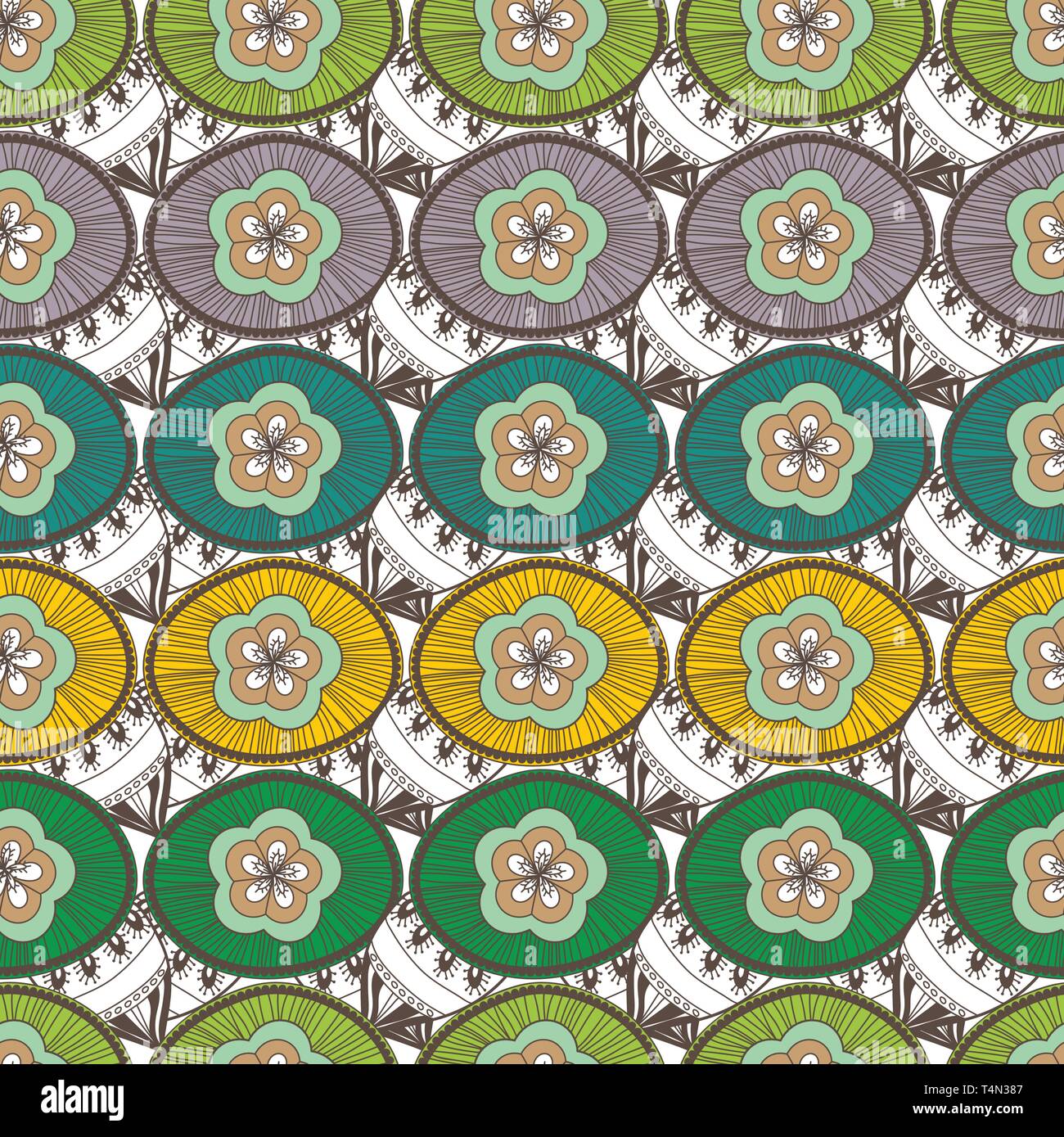 Seamless vector texture with drawing tribal flowers Stock Vector Image ...