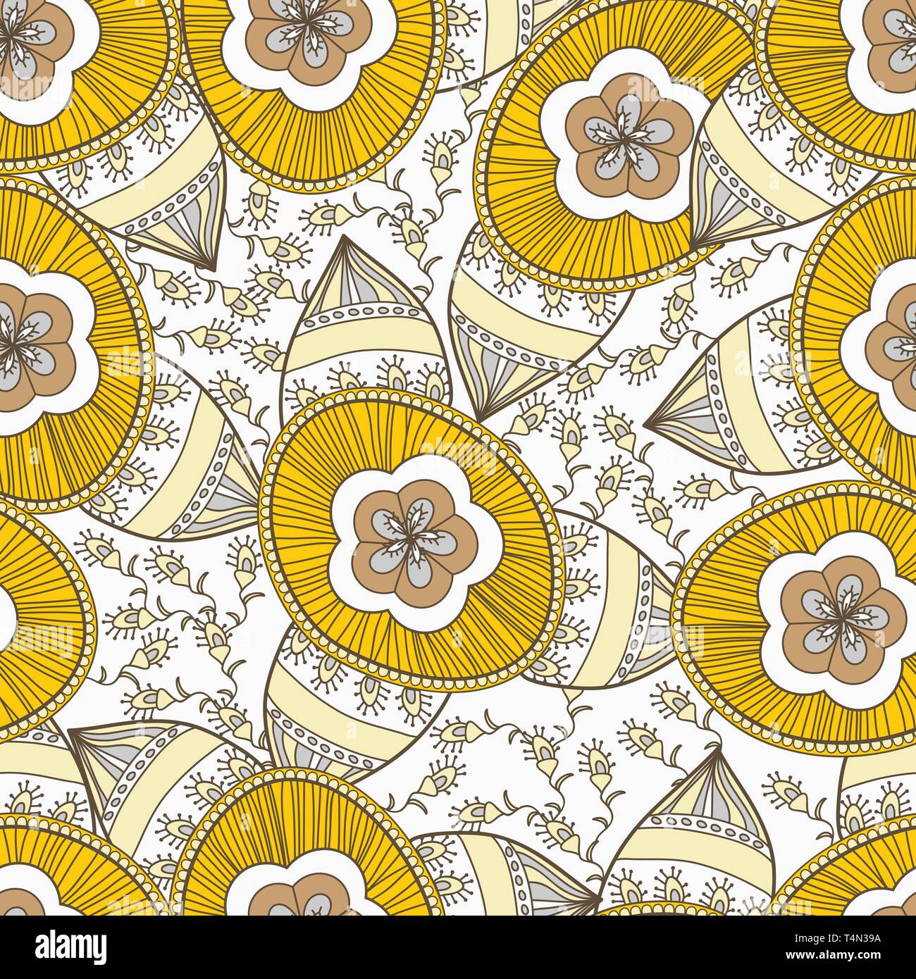 Seamless vector texture with drawing tribal flowers Stock Vector Image ...