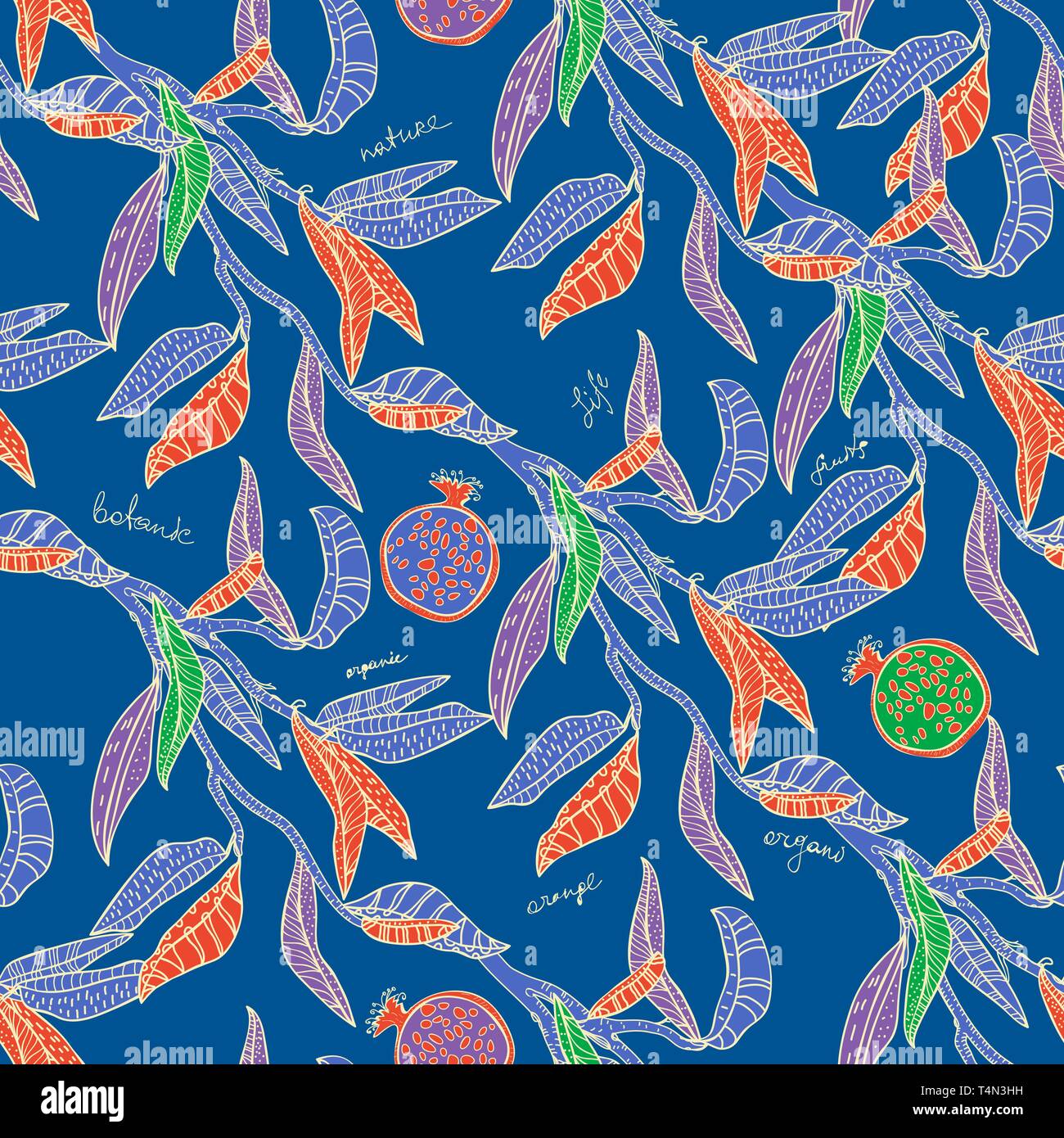 Seamless vector texture with leafs and fruits Stock Vector Image & Art ...