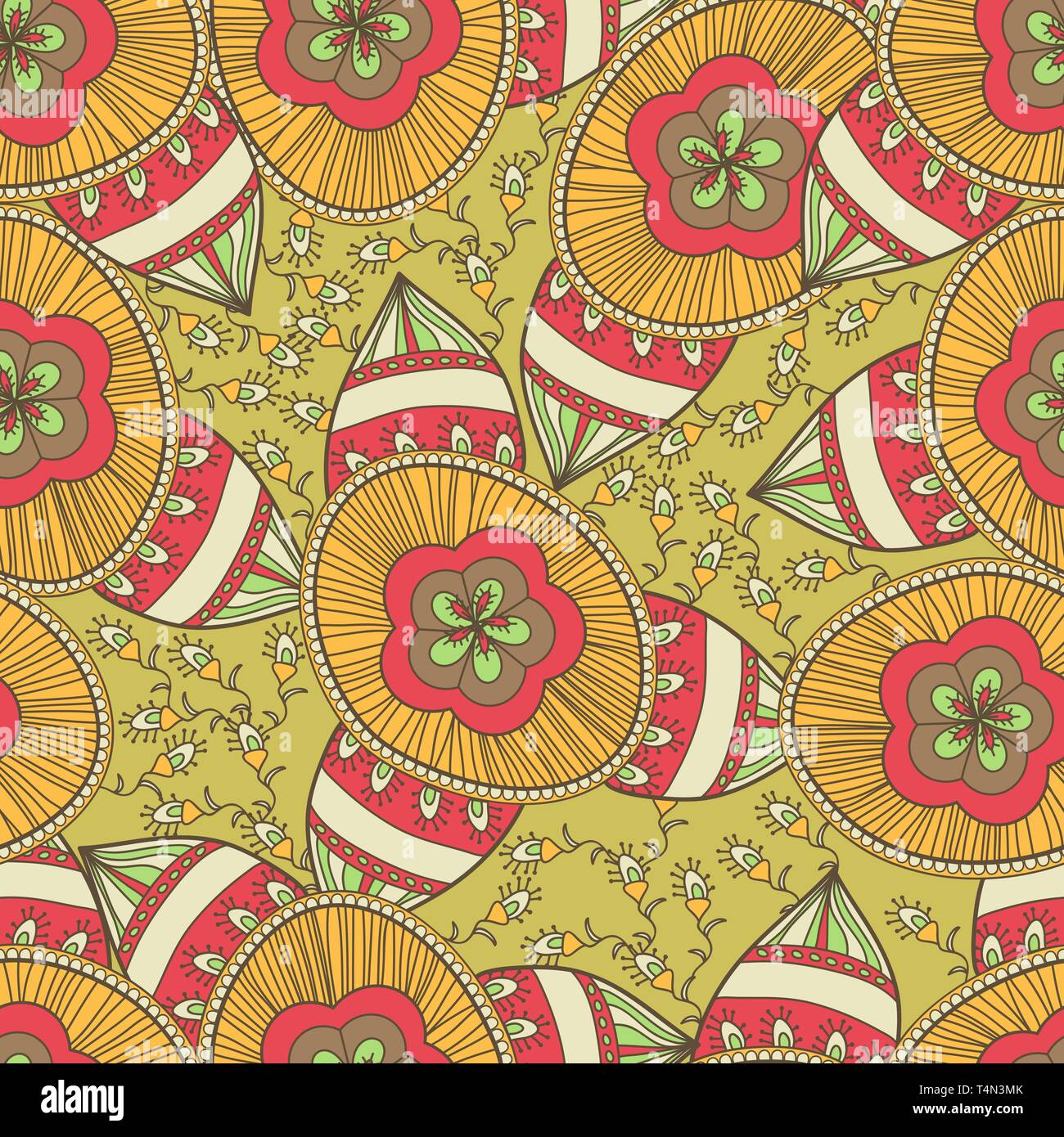 Seamless vector texture with drawing tribal flowers Stock Vector Image ...