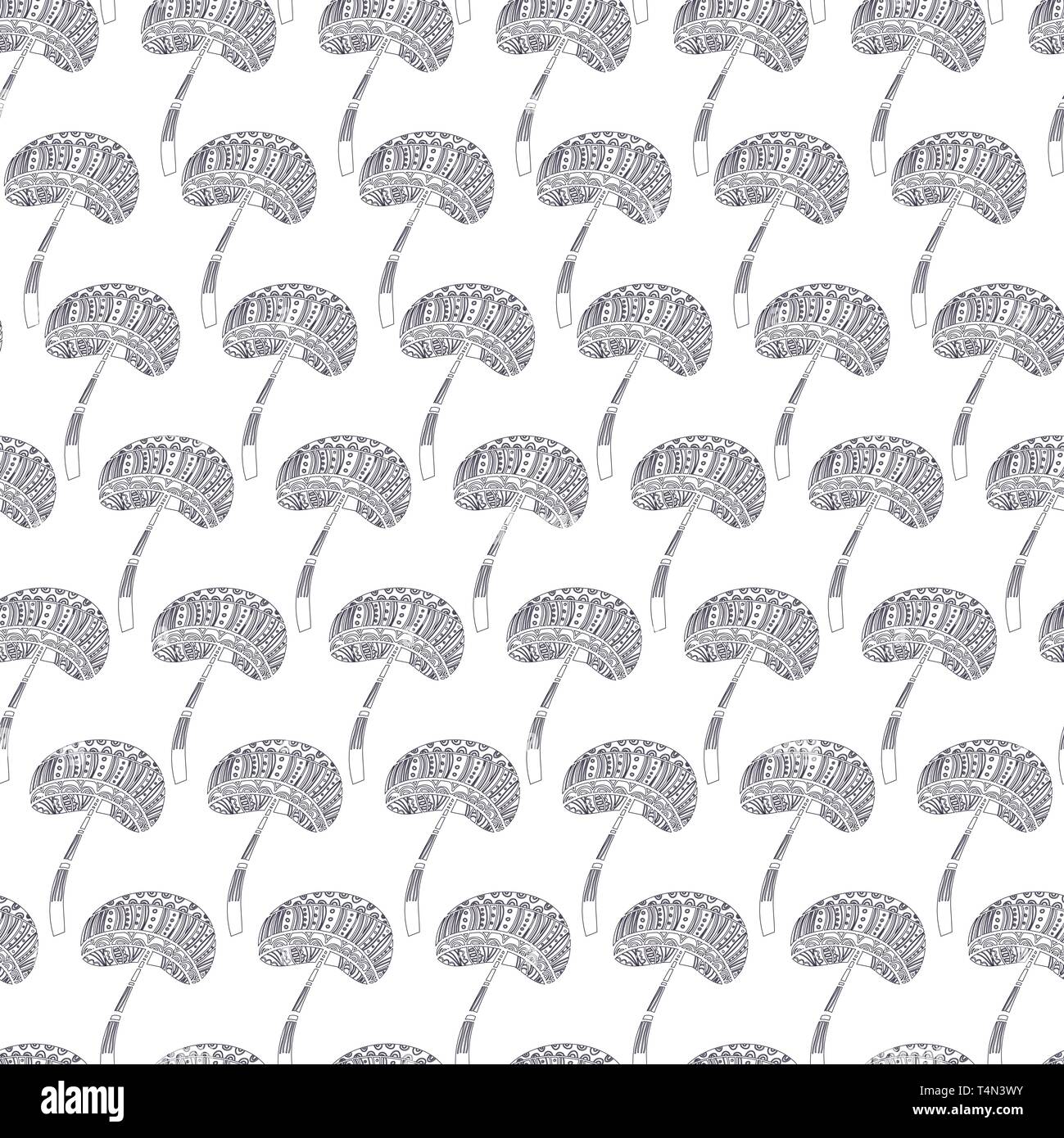 Seamless vector texture with abstract tribal mushrooms Stock Vector