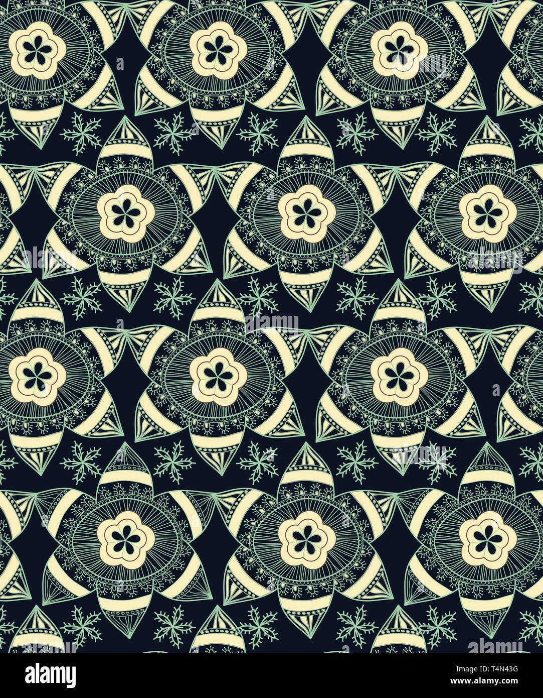 Seamless vector texture with drawing tribal flowers Stock Vector Image ...