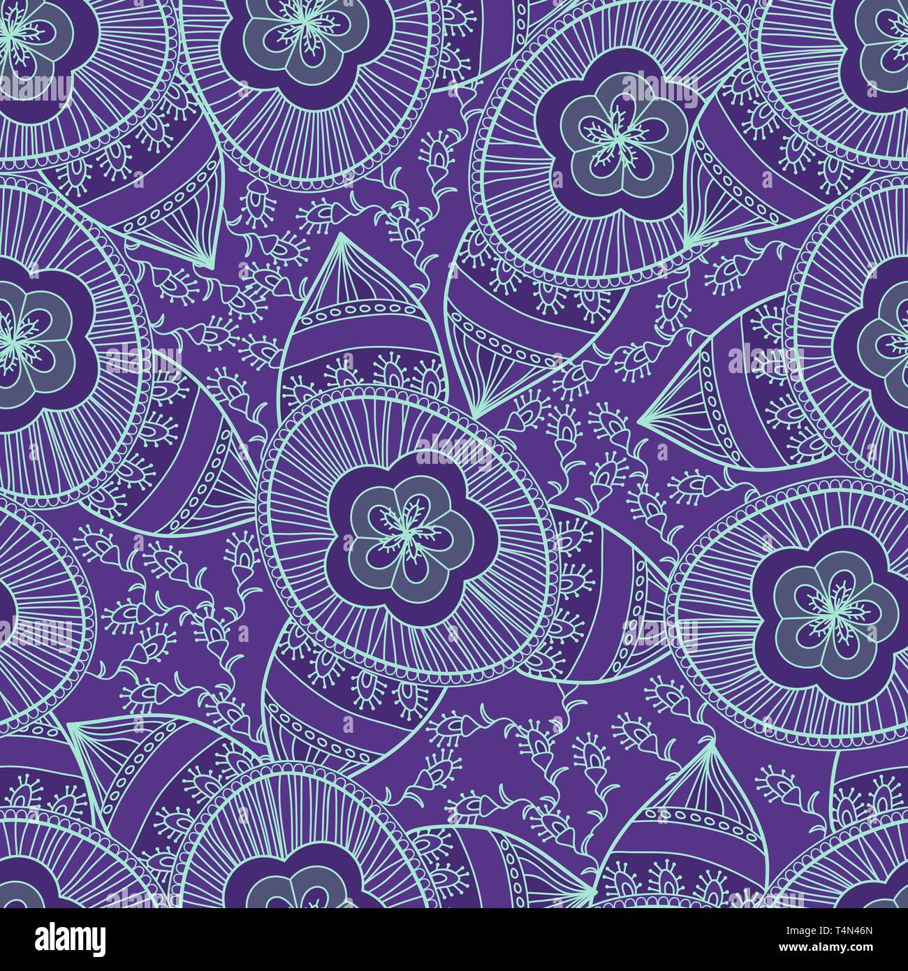 Seamless vector texture with drawing tribal flowers Stock Vector Image ...