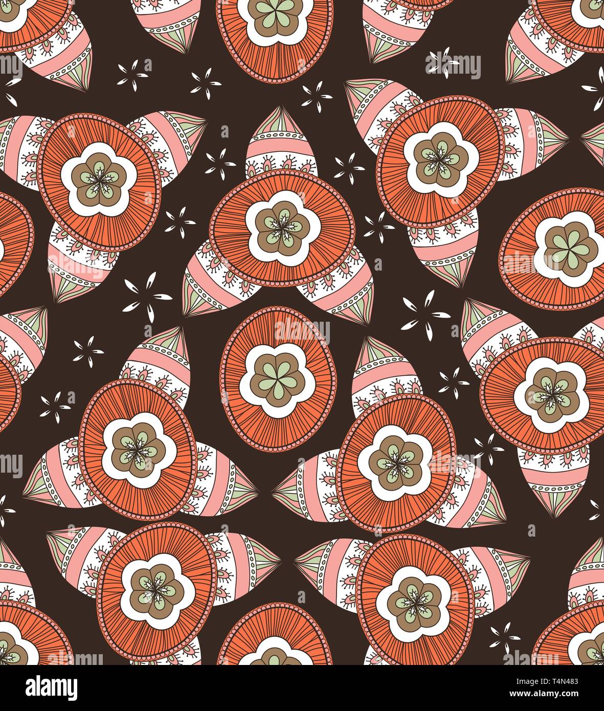 Seamless vector texture with drawing tribal flowers Stock Vector Image ...