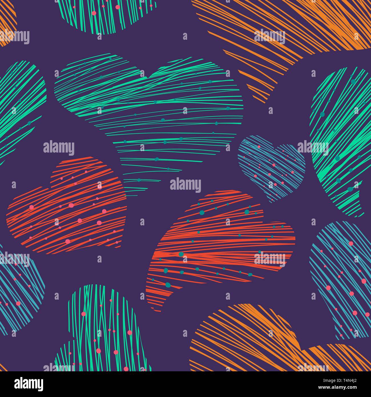 Seamless vector pattern with drawing hearts Stock Vector Image & Art ...