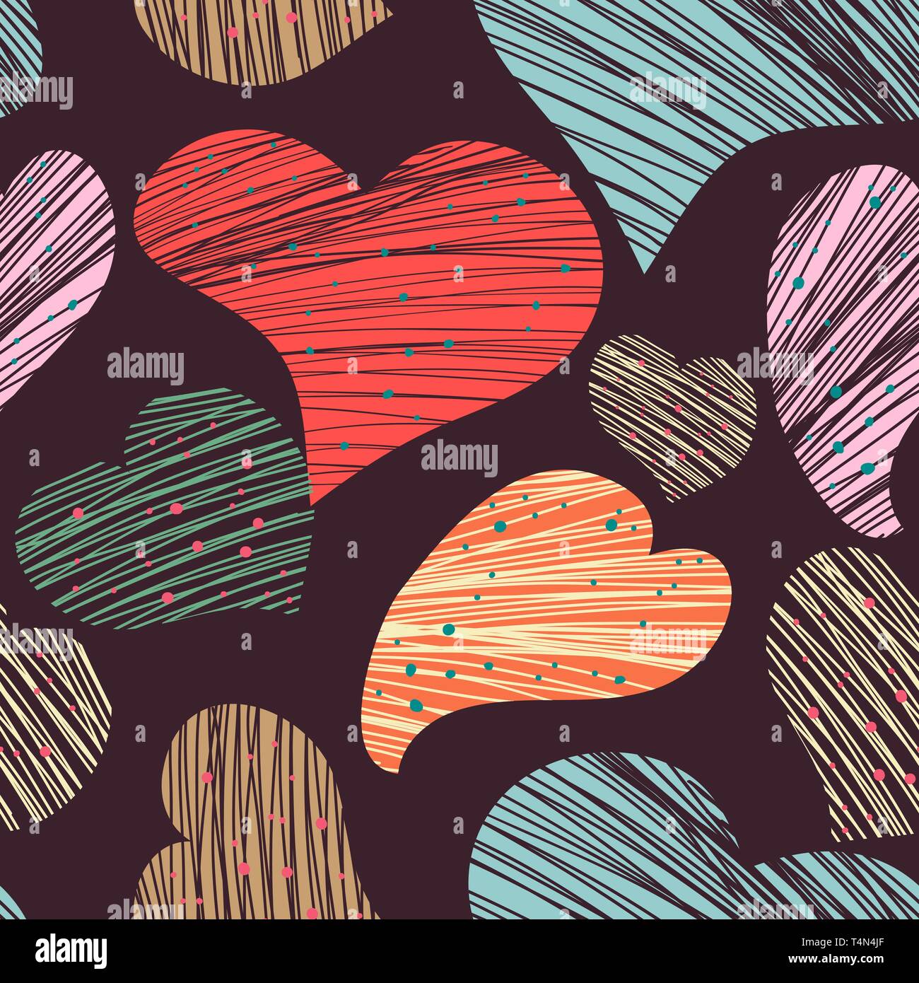 Seamless vector pattern with drawing hearts Stock Vector Image & Art ...