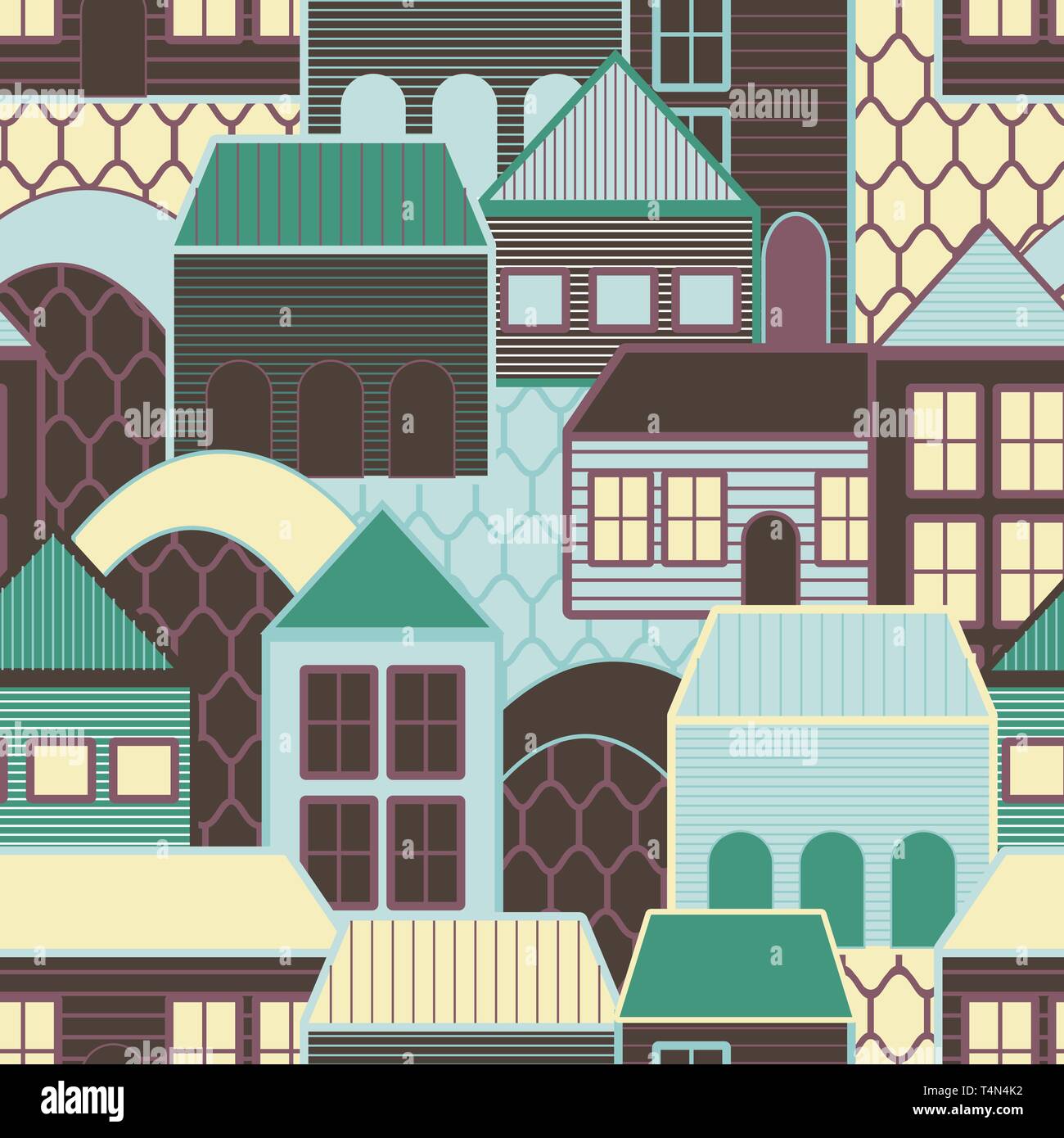 Seamless vector background with multicolored houses Stock Vector Image ...
