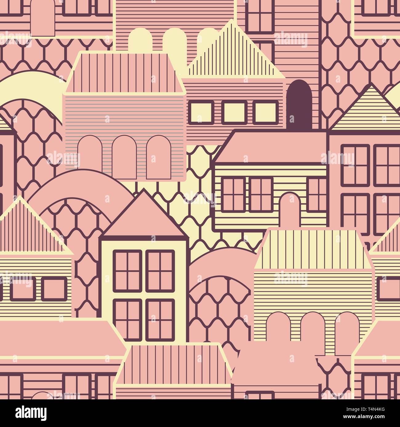 Seamless vector background with multicolored houses Stock Vector Image ...