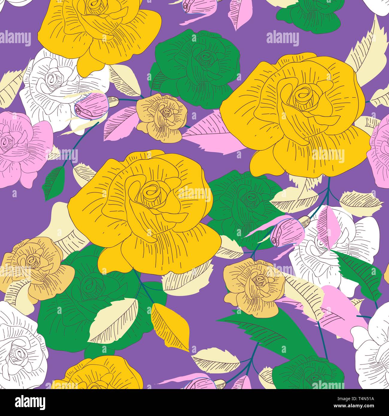 Seamless vector background with drawing roses Stock Vector Image & Art ...