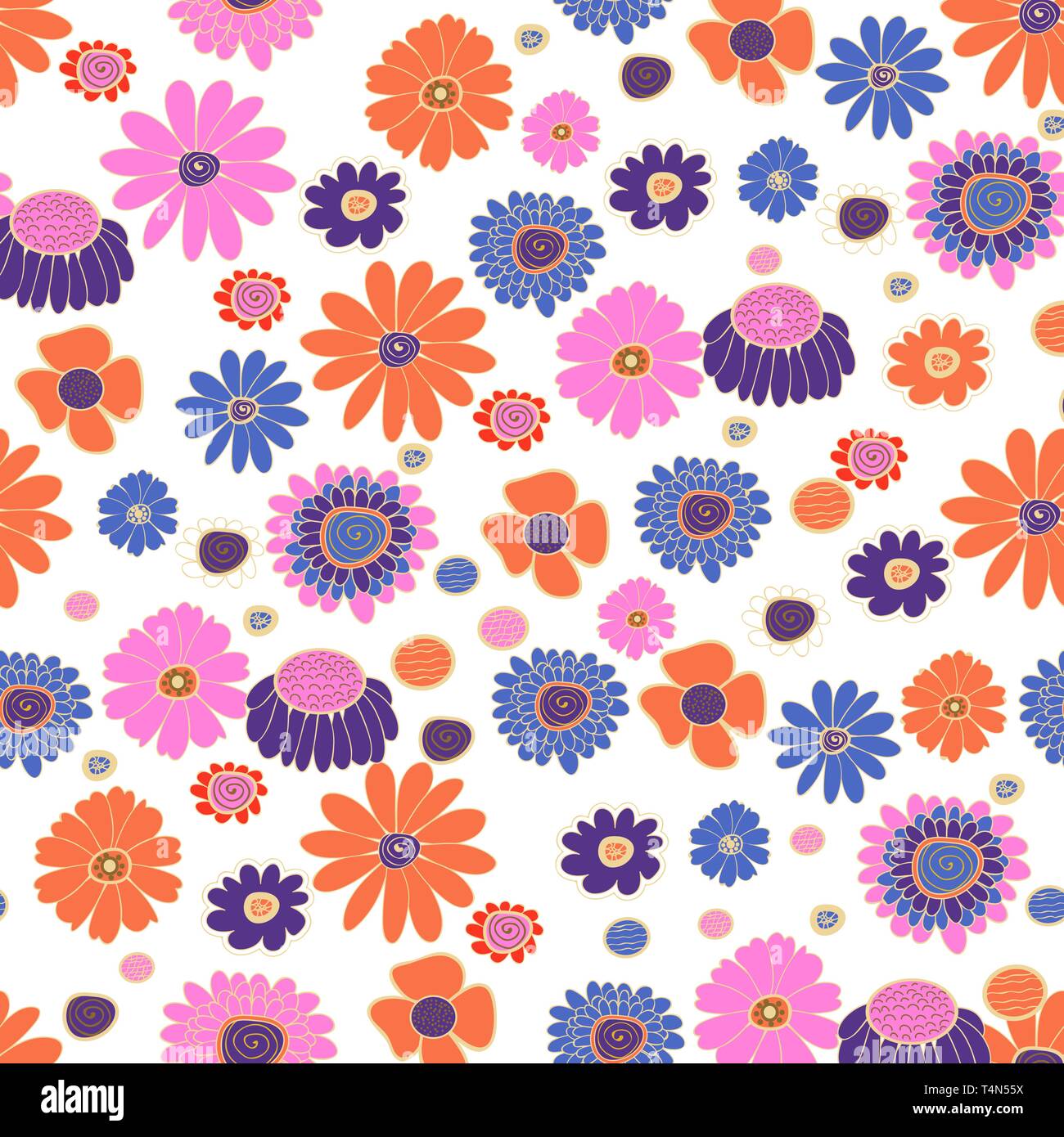 Seamless vector background with multicolored flowers Stock Vector Image ...