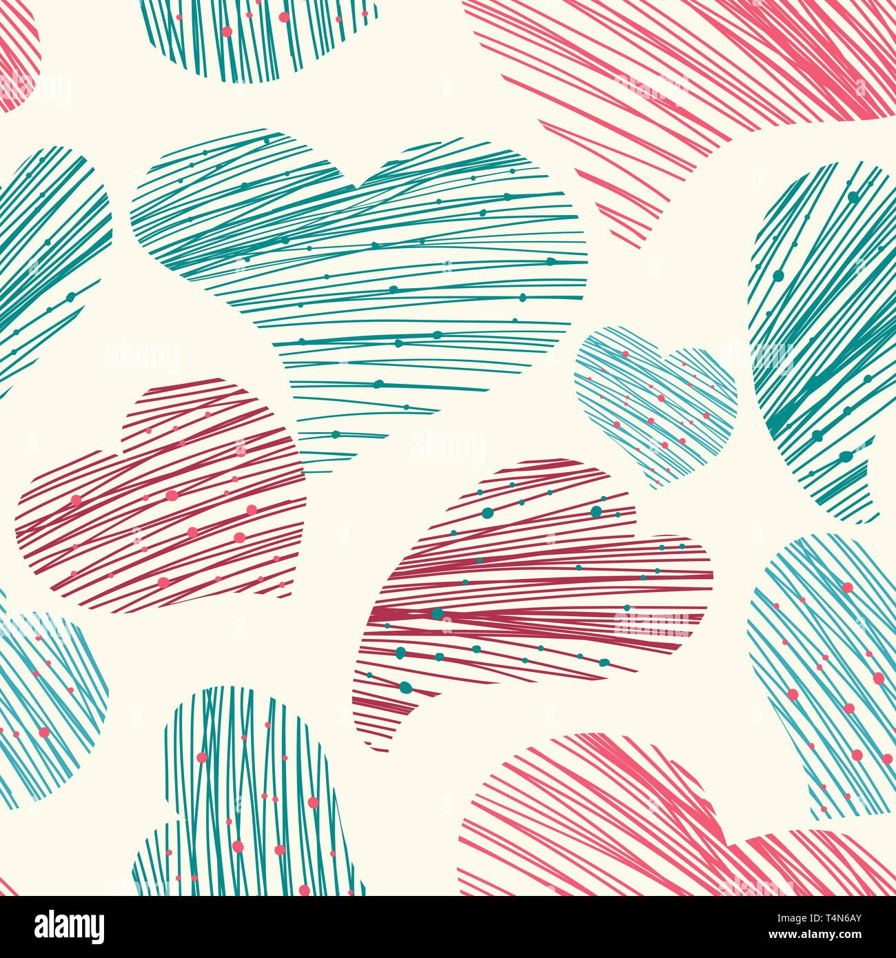 seamless vector pattern with drawing hearts Stock Vector