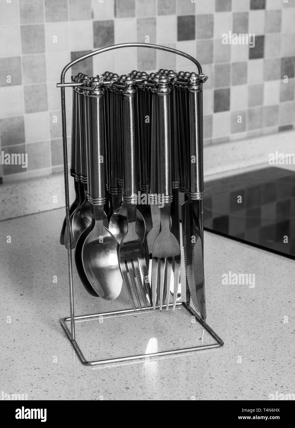 Cutlery closeup in modern kitchen Stock Photo