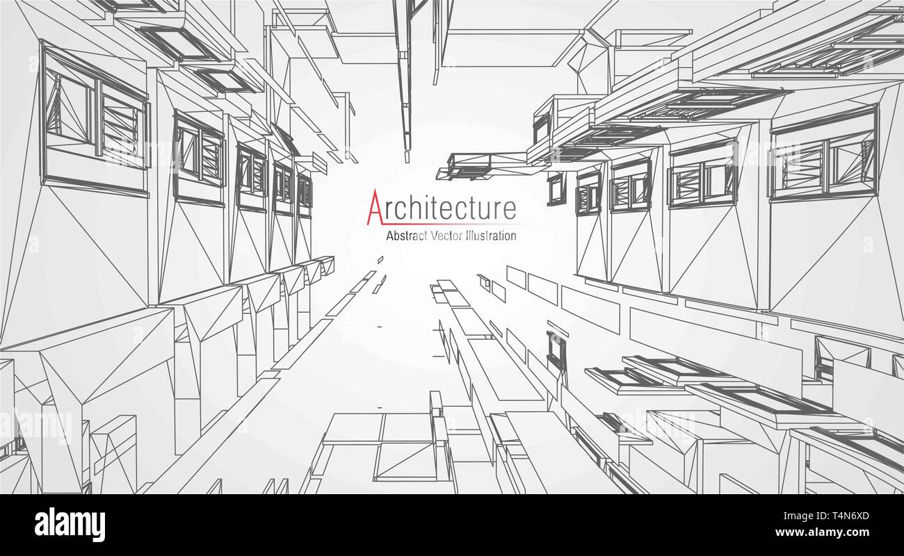 Modern architecture wireframe. Concept of urban wireframe. Wireframe ...