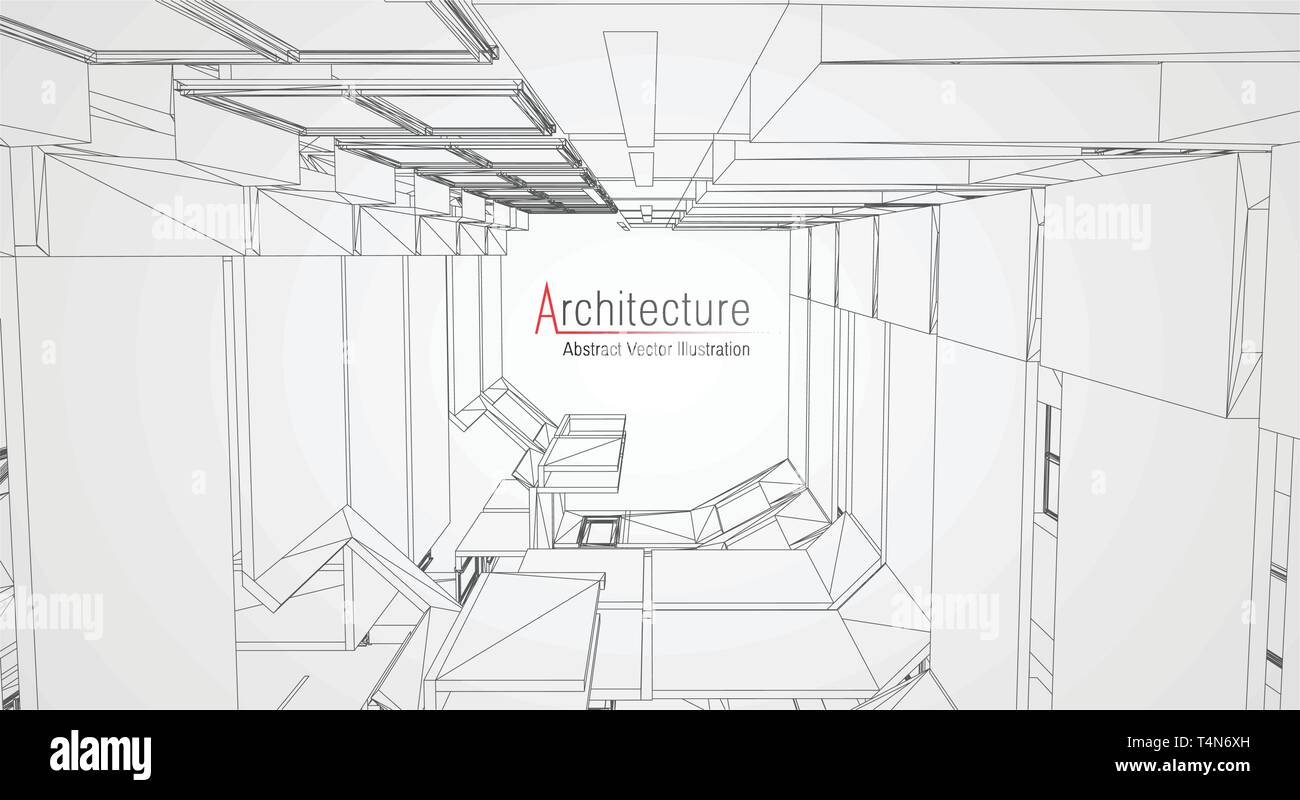 Modern architecture wireframe. Concept of urban wireframe. Wireframe ...