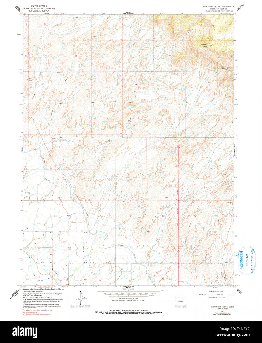 USGS TOPO Map Colorado CO Corcoran Point 232634 1962 24000 Restoration ...