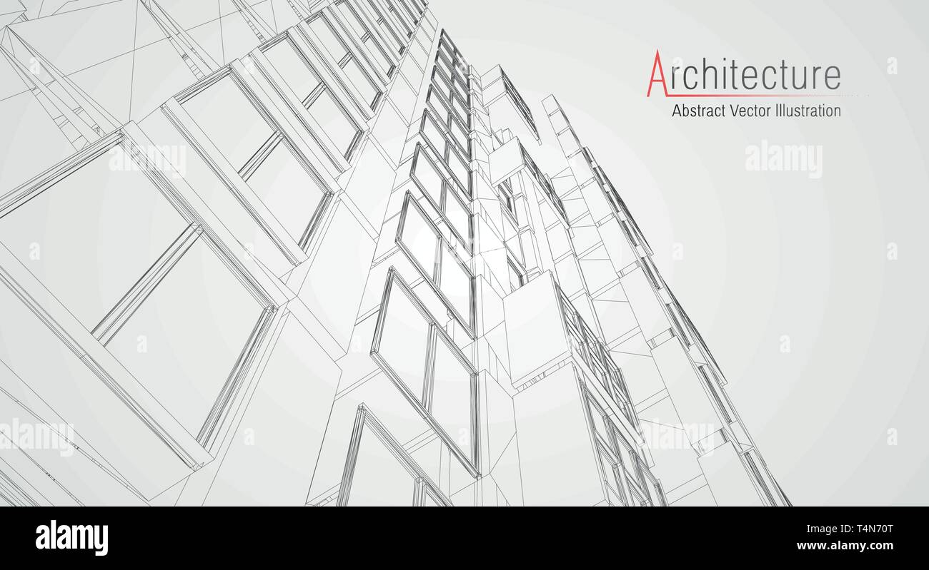 Modern architecture wireframe. Concept of urban wireframe. Wireframe ...