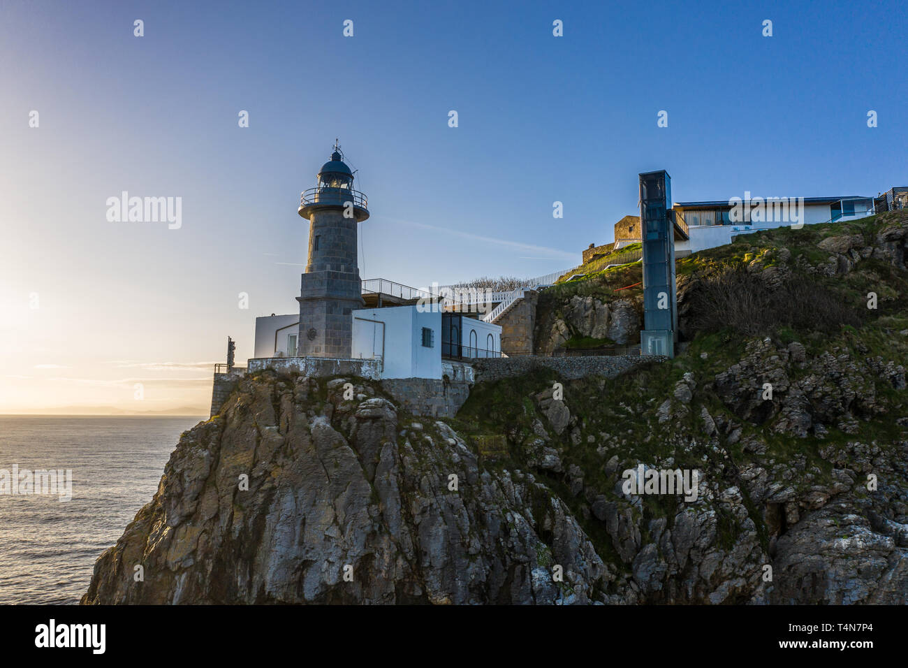 Basque Lighthouse Santa Catalina lighthouse in Lekeitio, Basque country - drone aerial ...