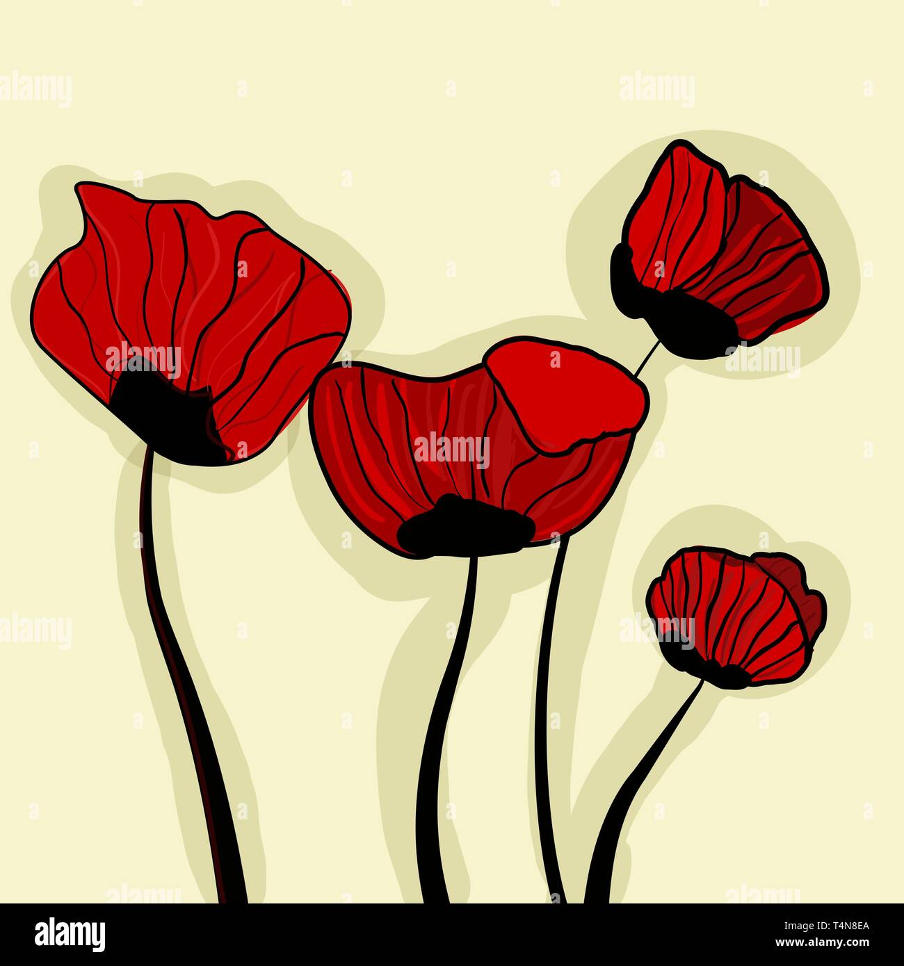 Abstract bight vector background with red poppies Stock Vector Image ...
