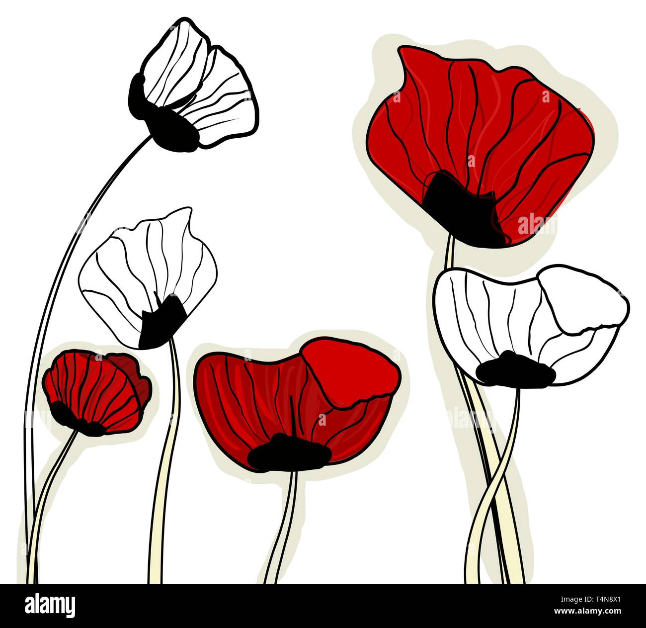 Abstract light vector background with red poppies Stock Vector Image ...