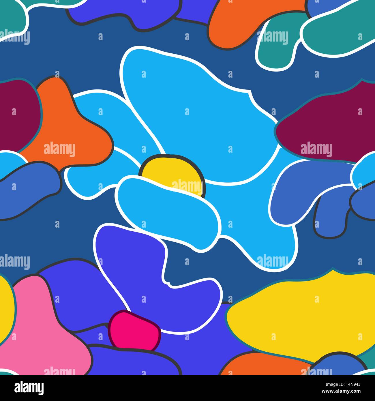 Abstract seamless vector texture with bright flowers Stock Vector