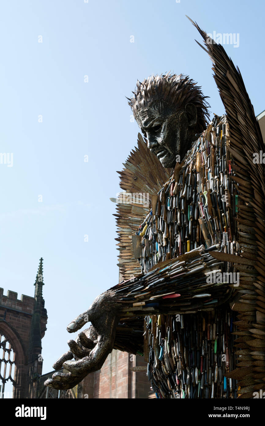 The Knife Angel sculpture outside Coventry Cathedral, UK Stock Photo