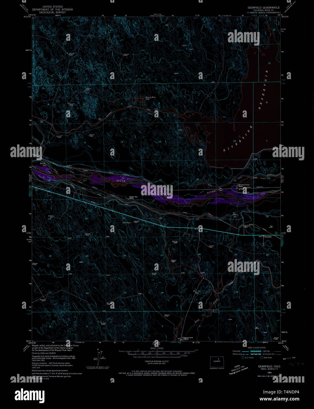 USGS TOPO Map Colorado CO Dearfield 232749 1951 24000 Inverted