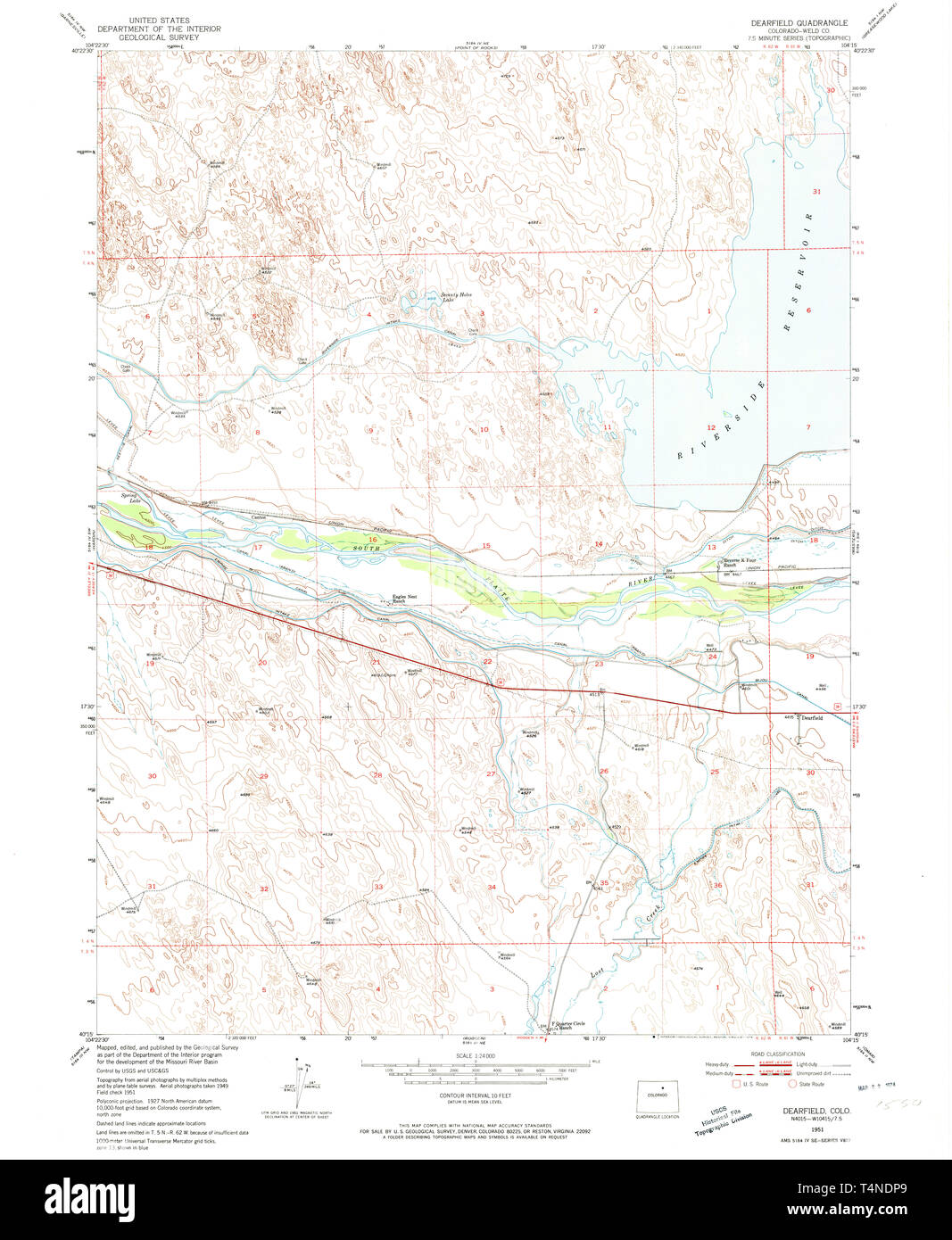 USGS TOPO Map Colorado CO Dearfield - Usgs Topo Map Colorado Co Dearfield 232749 1951 24000 Restoration T4NDP9 