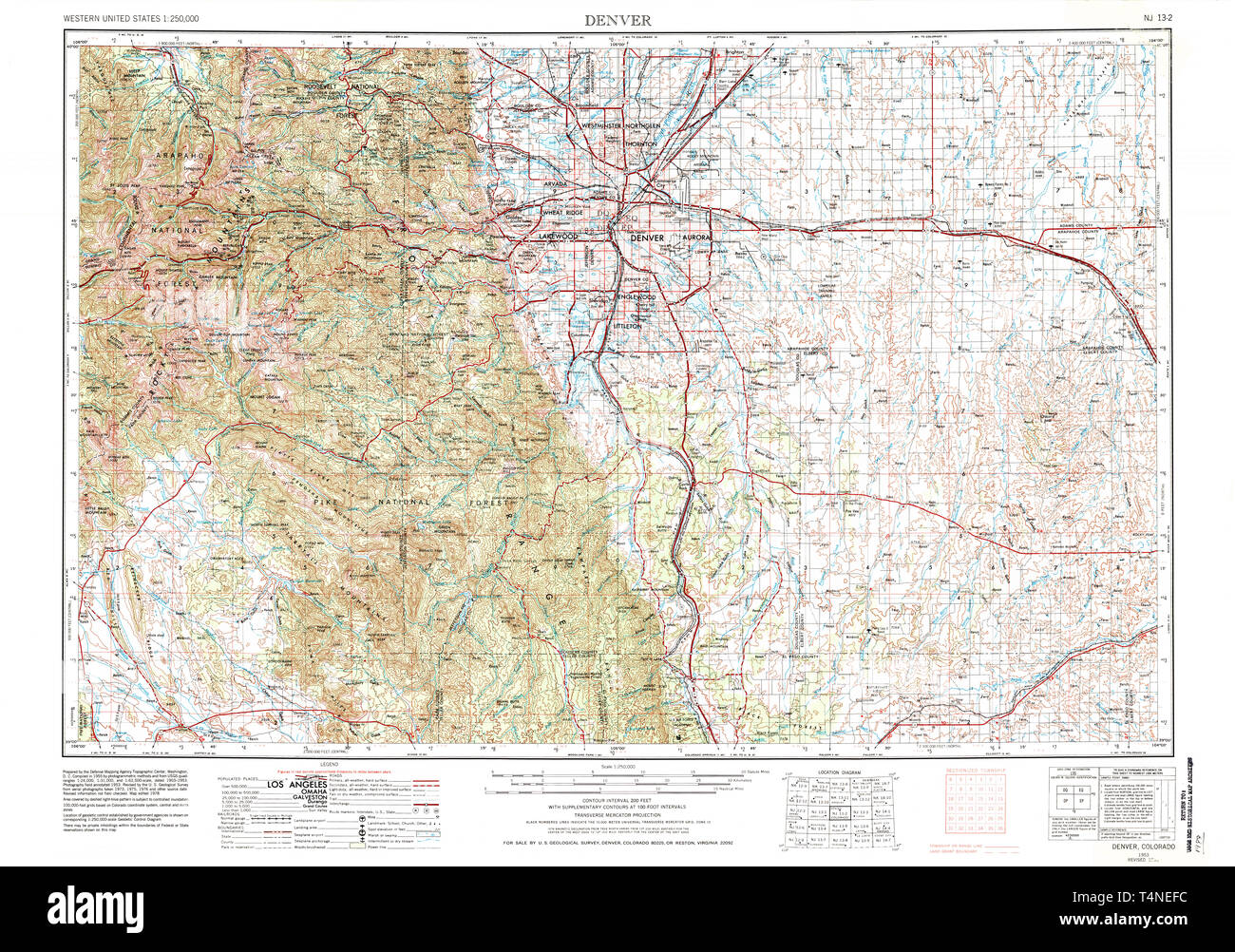 Usgs Topo Maps Colorado Usgs Topo Map Colorado Co Denver 232797 1953 250000 Restoration Stock Photo  - Alamy