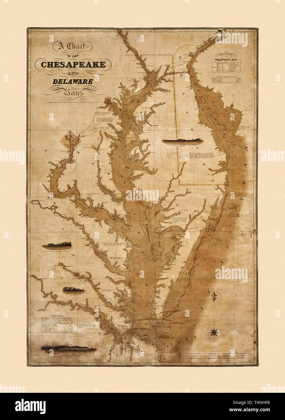 Map Of Chesapeake Bay 1832 Stock Photo Alamy
